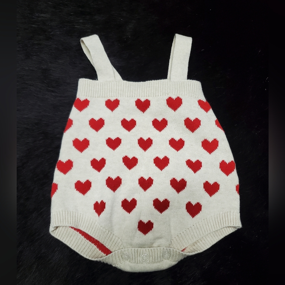 Cat & Jack Cream and Red Heart Romper